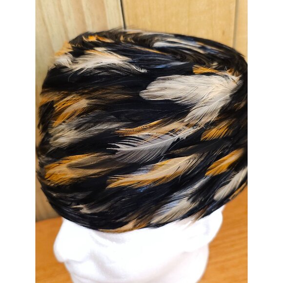 Vintage Feather Pillbox Coctail Hat - Picture 2 of 7